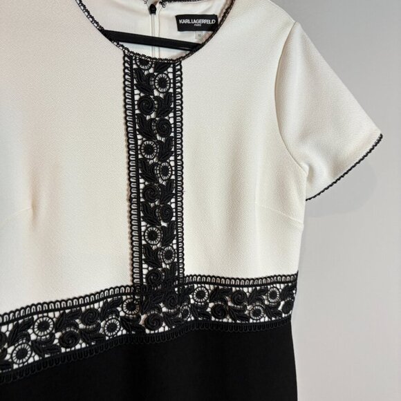 Karl Lagerfeld Lace-Trim Color-Block Dress - Picture 3 of 6